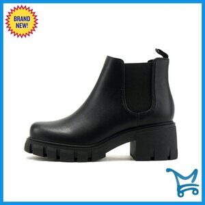 Lug Sole Chelsea Booties with Elastic Gore, 2-Inch Heel, Ankle Boots